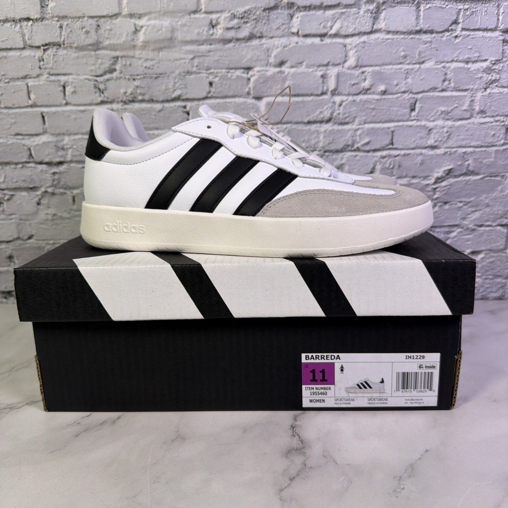 NEW Adidas Barreda Shoes Sneakers White/Black/Gray Comfort Women's Size 11